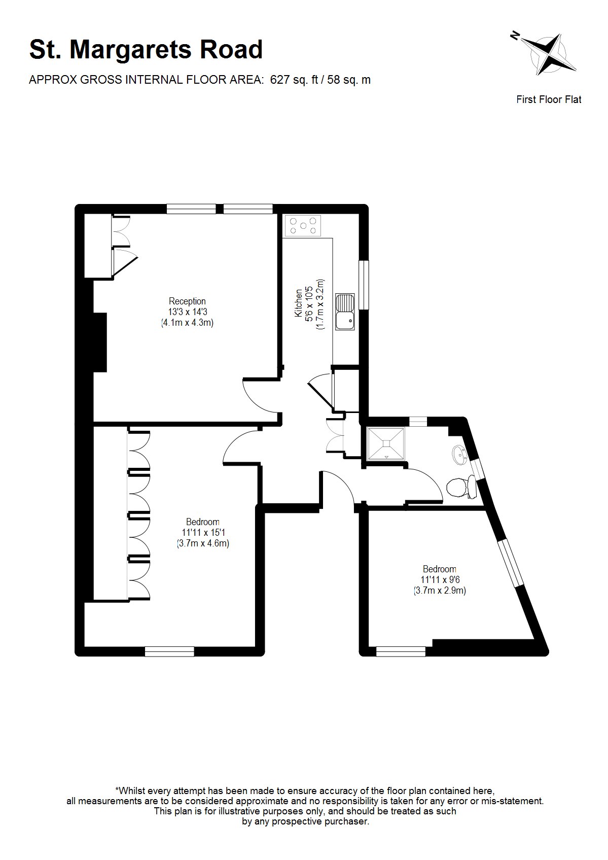 2 Bedrooms Flat to rent in St Margarets Road, St Margarets TW1