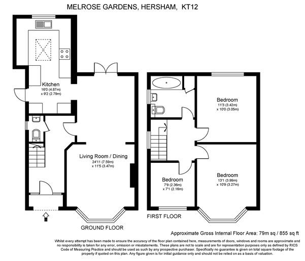 Melrose Gardens, Hersham, WaltonOnThames KT12, 3 bedroom detached