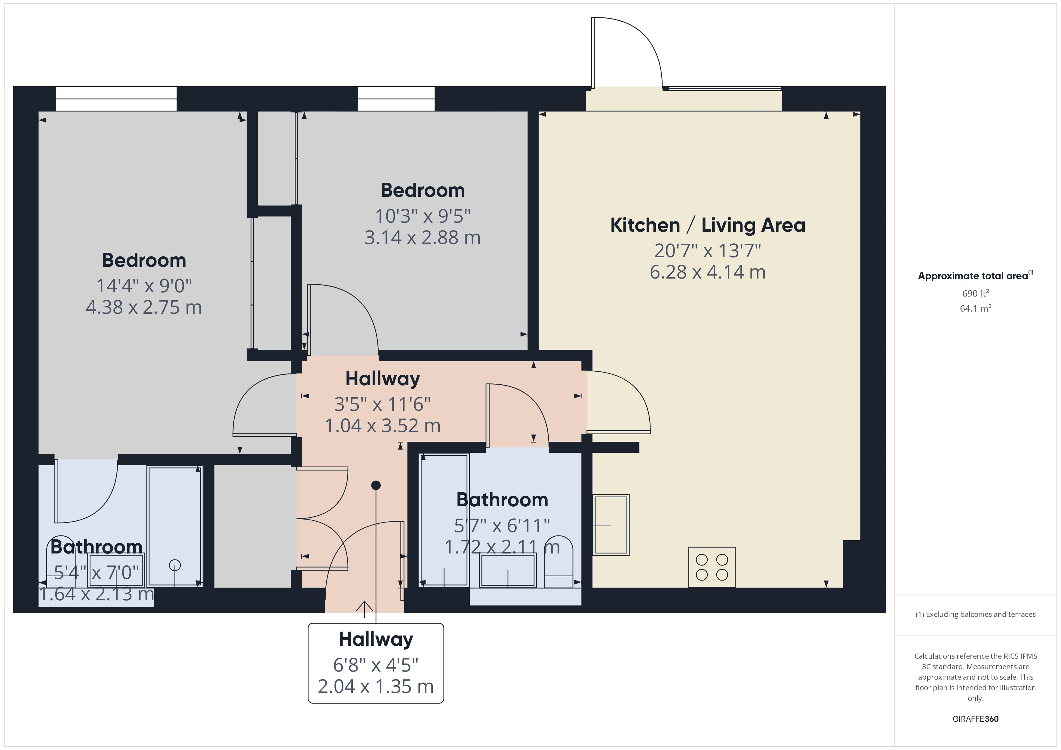 Apartment 64 The Boardwalk, The Boardwalk, Pearl Lane, Gillingham floorplan