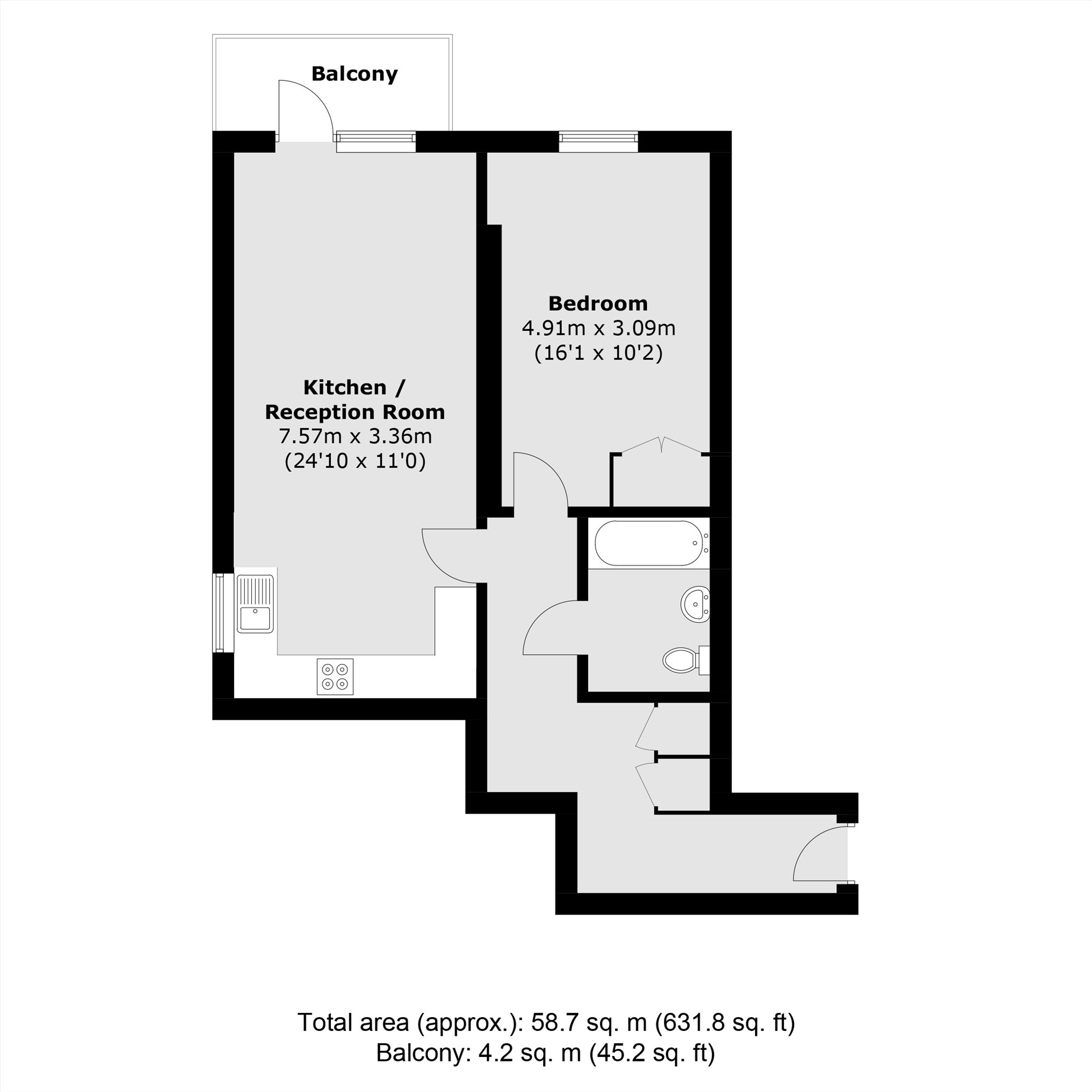 Flat 9 Keiller House, 1, Kennard Street, London floorplan