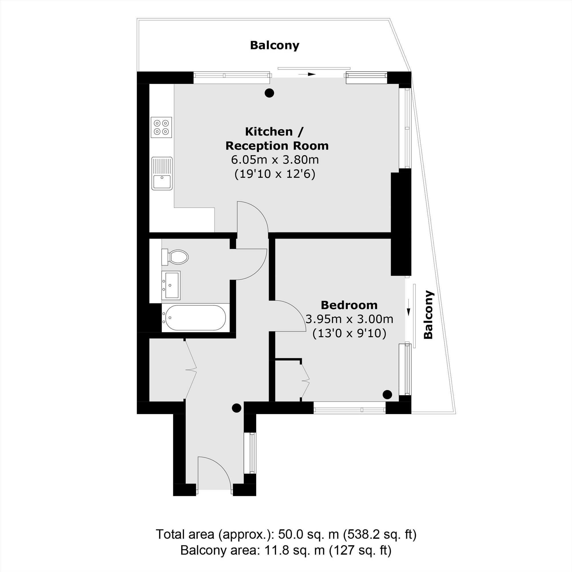 Flat 12, 1, Station Approach Southside, London floorplan