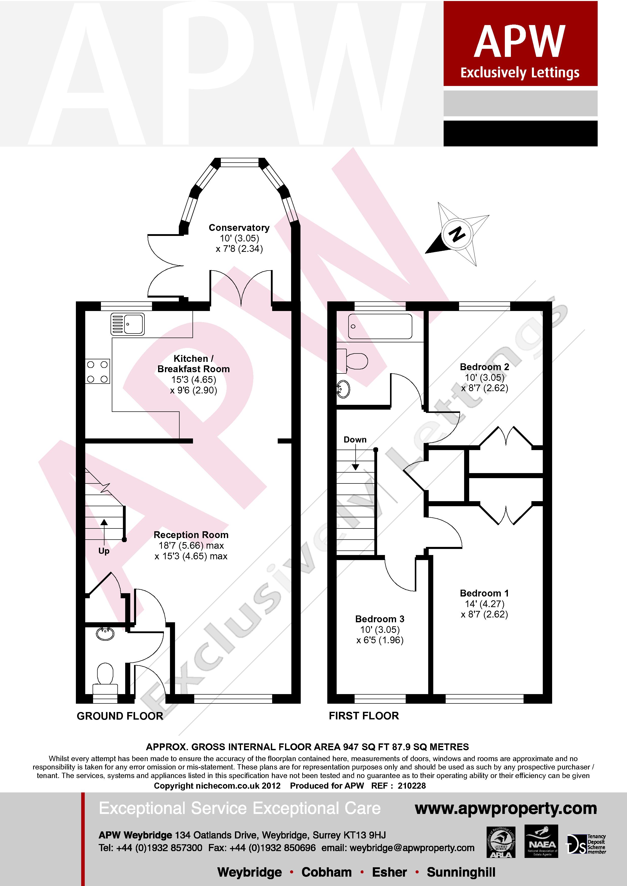 3 Bedrooms Terraced house to rent in Hillcrest, Baker Street KT13