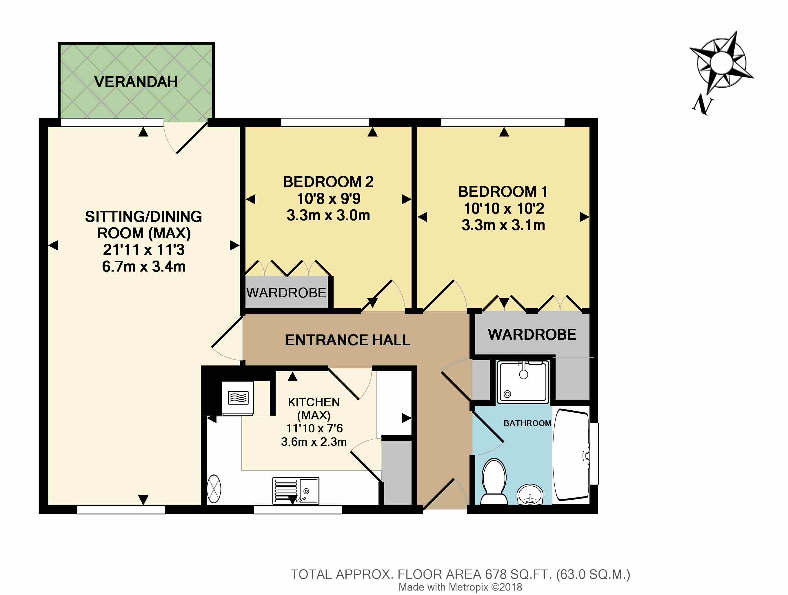 2 Bedrooms Flat for sale in Pendleton Road, Redhill RH1