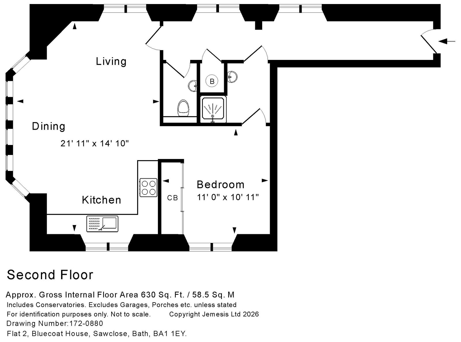 Bluecoat House,Flat 2, Sawclose, Bath floorplan