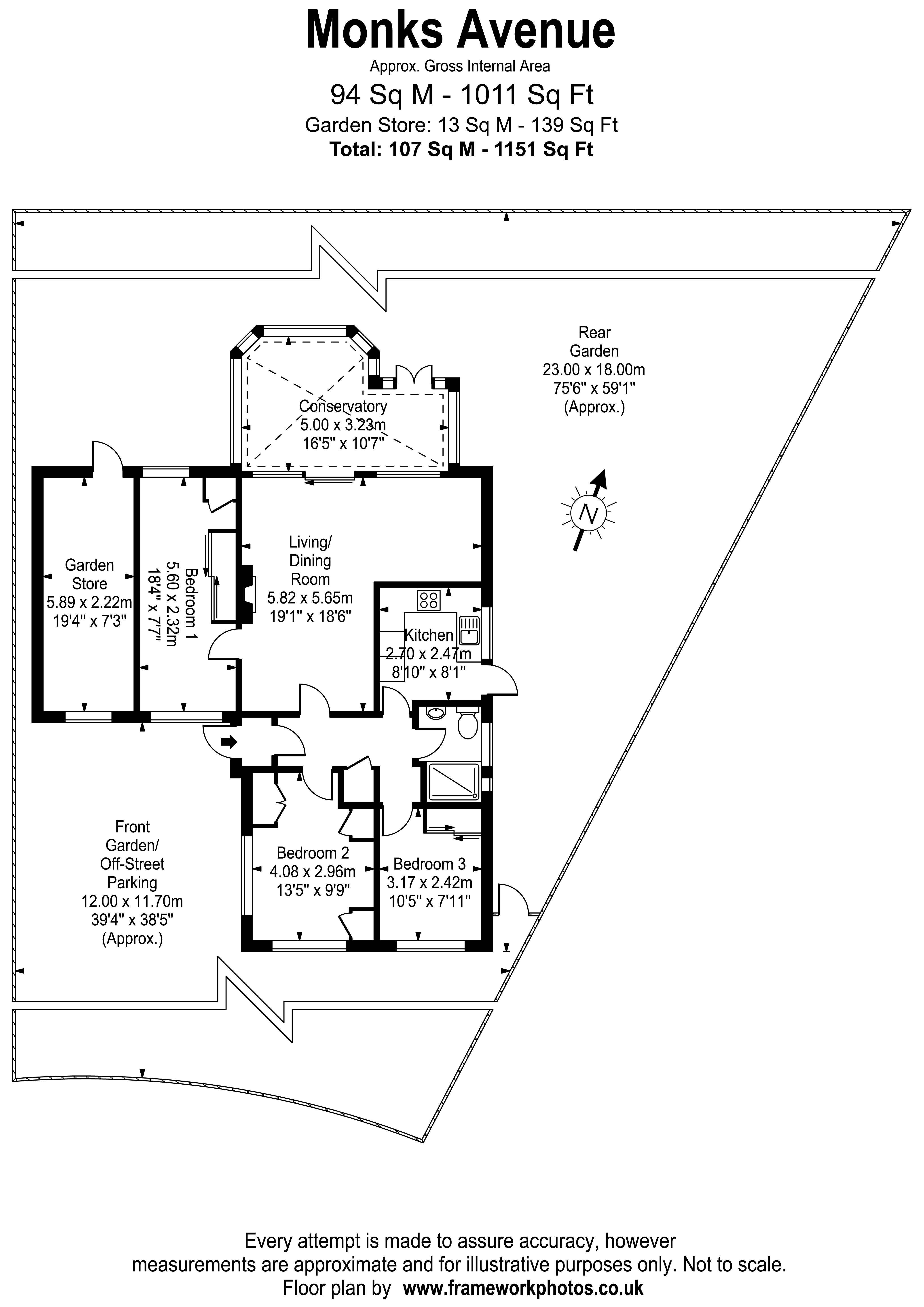 46, Monks Avenue, West Molesey floorplan