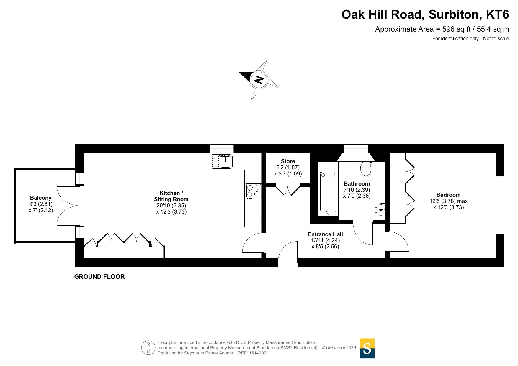 3 Lyons House, 1B, Oak Hill Road, Surbiton floorplan