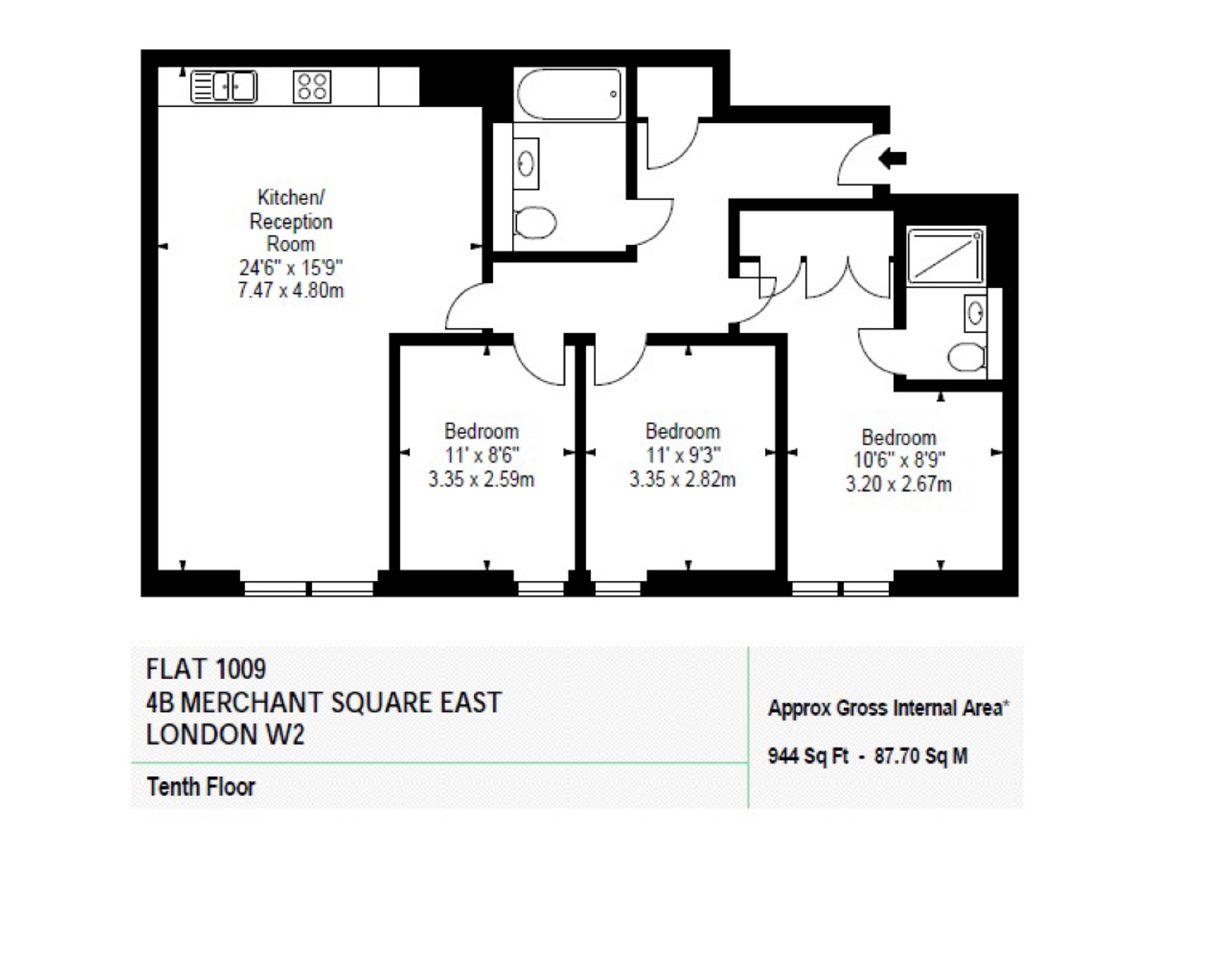 3 Bedrooms Flat to rent in Merchant Square, Paddington, London W2