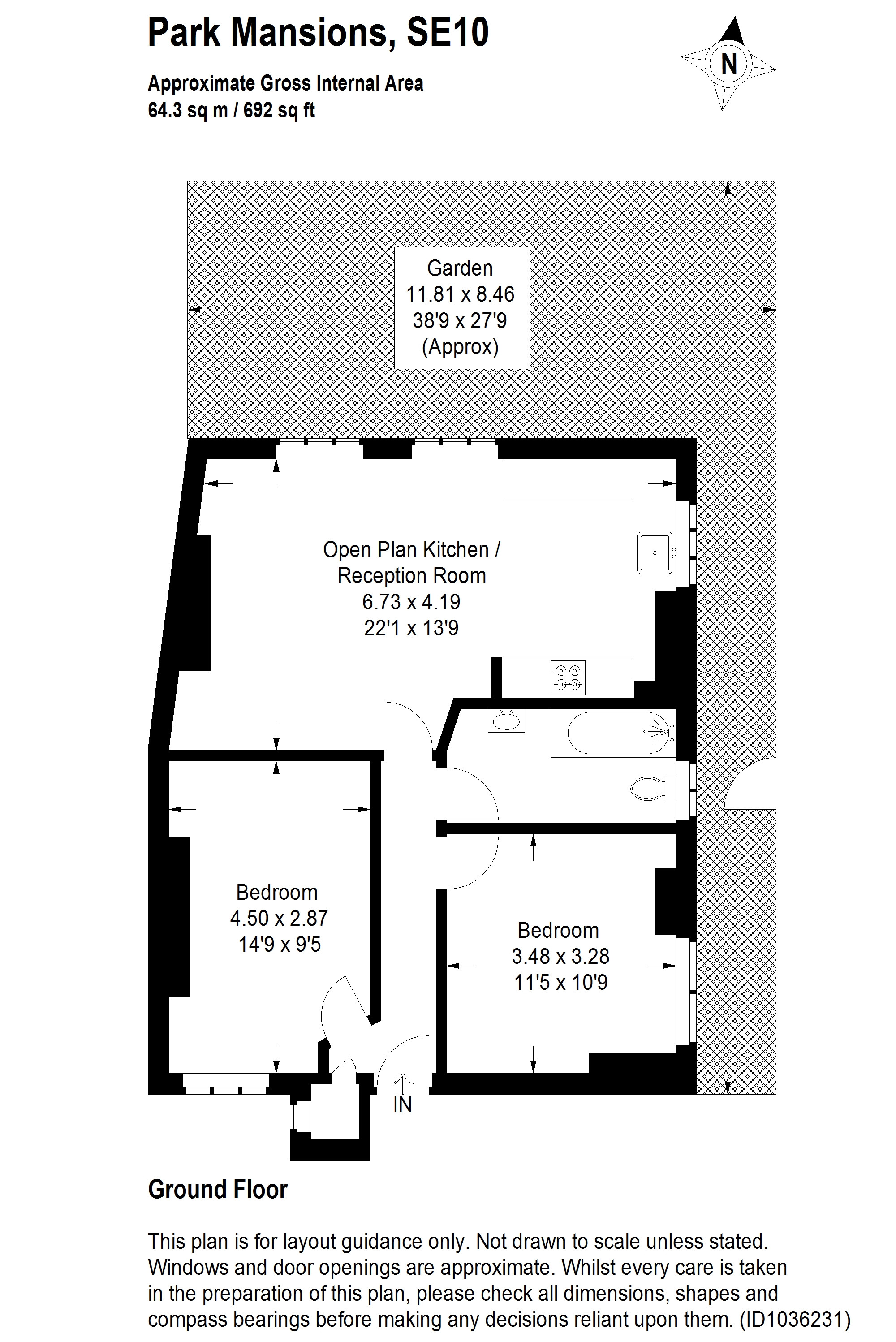Flat 1, Park Mansions, London floorplan