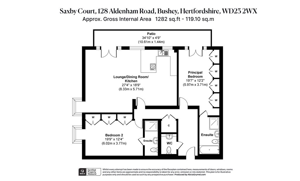Flat 3,, 128, Saxby Court, Aldenham Road, Hertfordshire floorplan