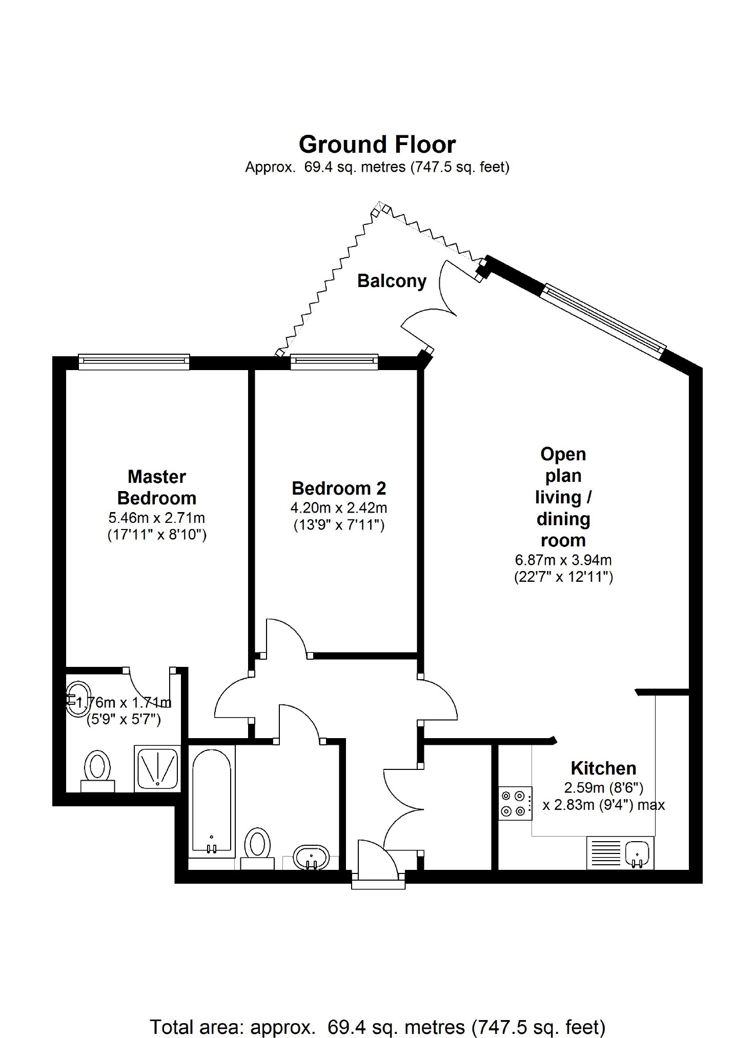 2 Bedrooms Flat for sale in Rockwell Court, The Gateway, Watford, Hertfordshire WD18