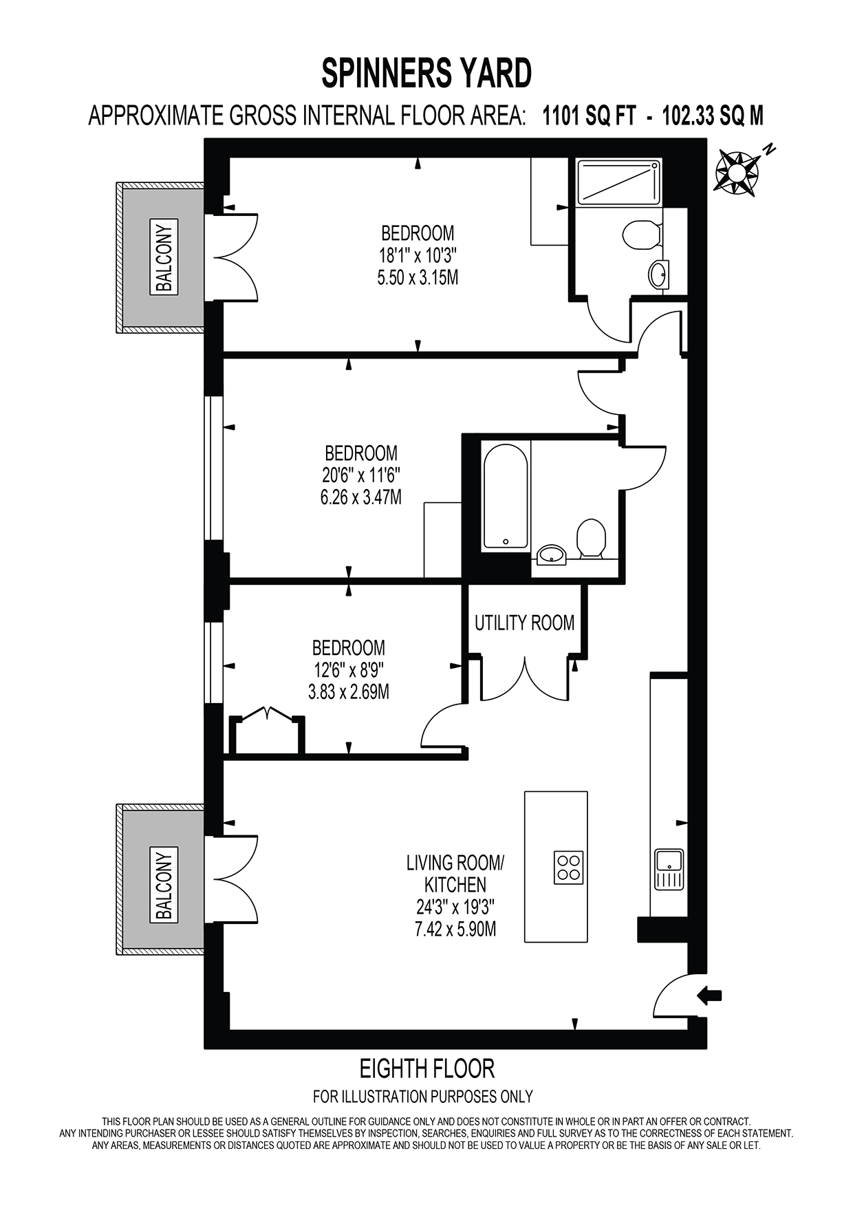 Spinners Yard 3 Bed (Furnished),, Spinners Yard, Leeds floorplan