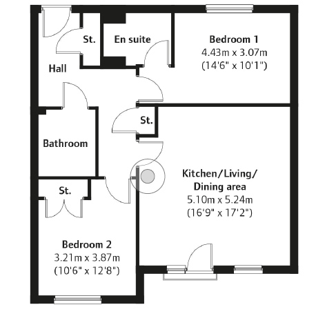 2 Bedrooms Flat for sale in 