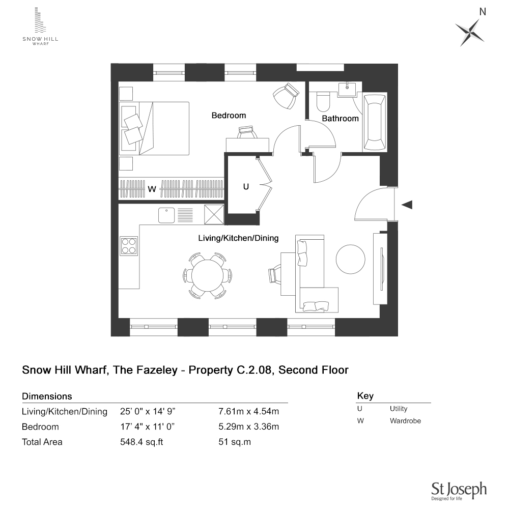 Apartment 208 The Fazeley, Snow Hill Wharf, Birmingham floorplan