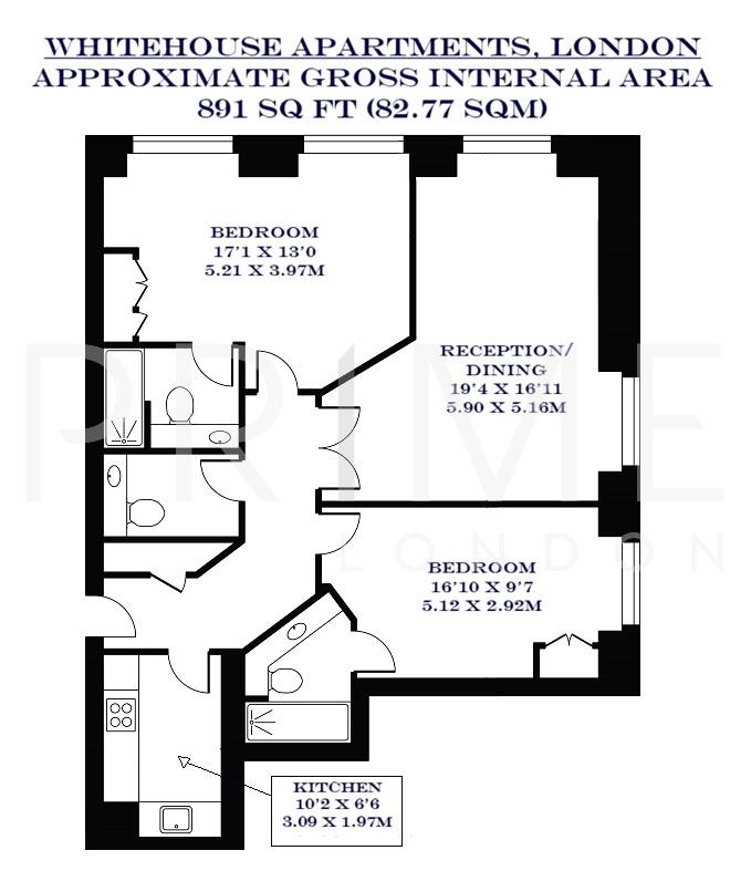 215, Whitehouse Apartments, South Bank floorplan