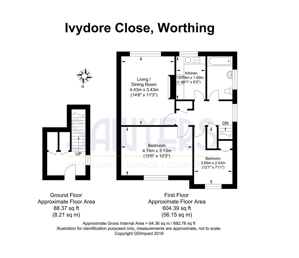 2 Bedrooms Flat for sale in Ivydore Close, Worthing BN13