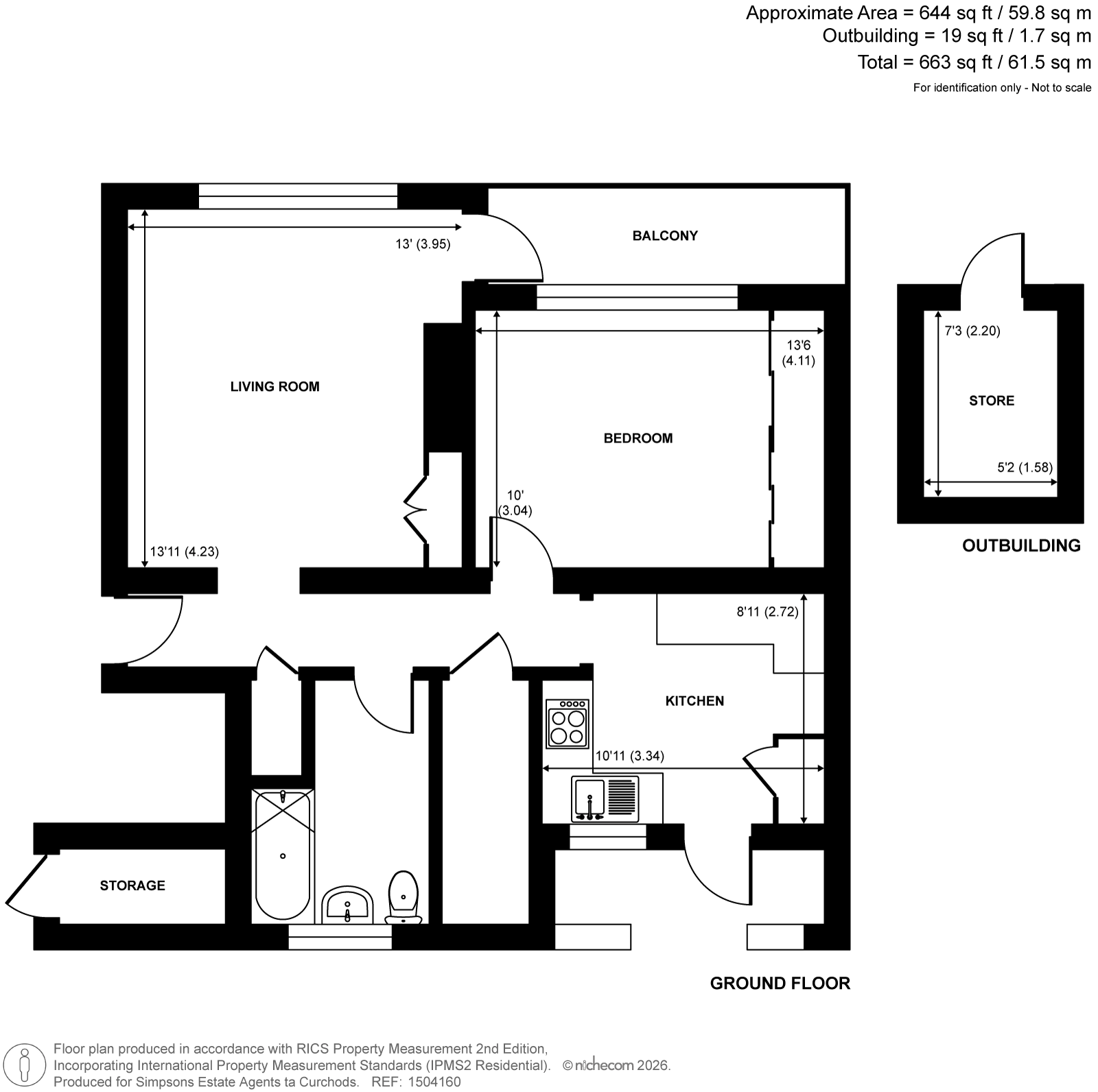 Flat 1, 4, Nelson Close, Walton-On-Thames floorplan