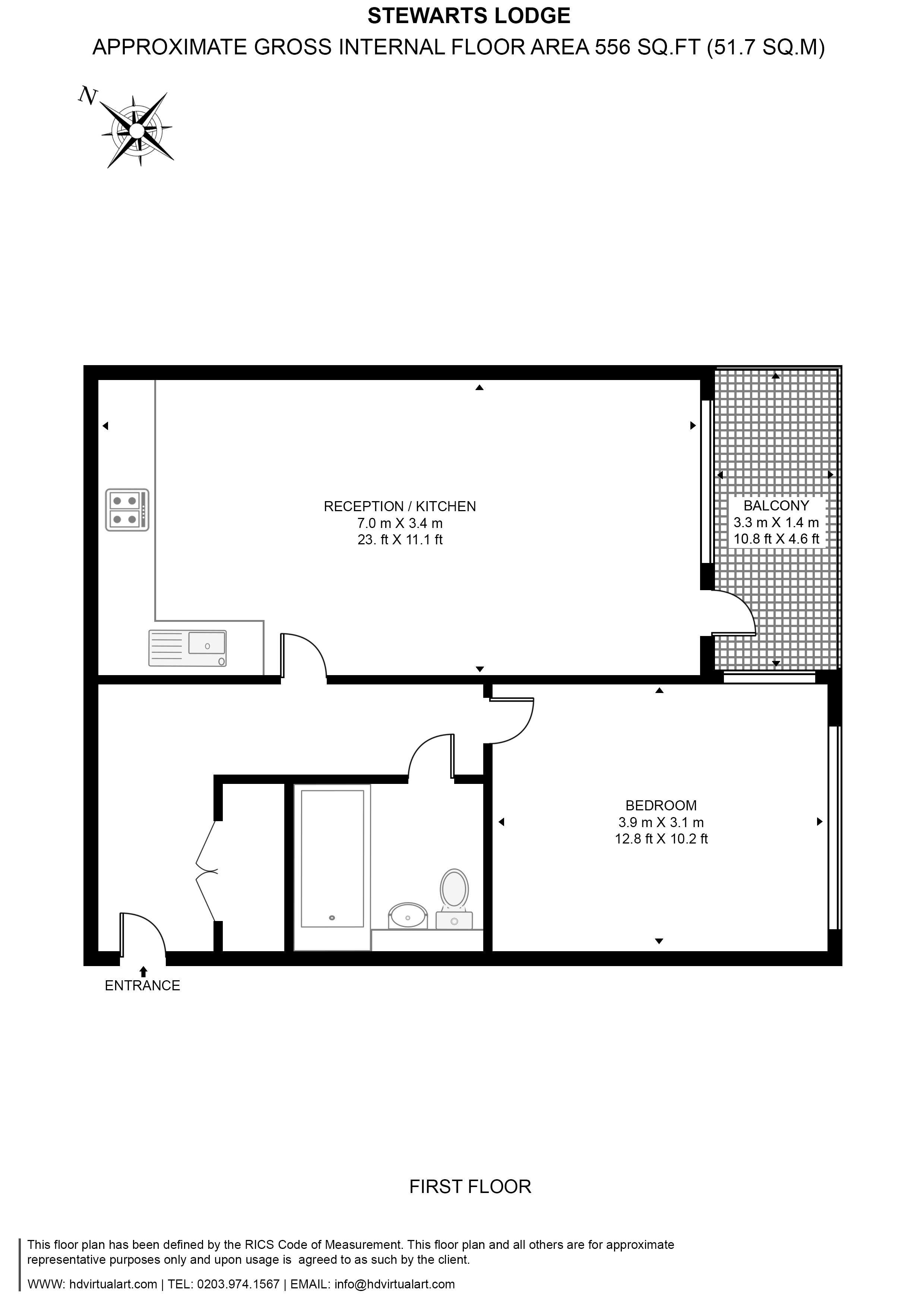 Flat 105, Stewarts Lodge, 217, Stewarts Road, Wandswort floorplan