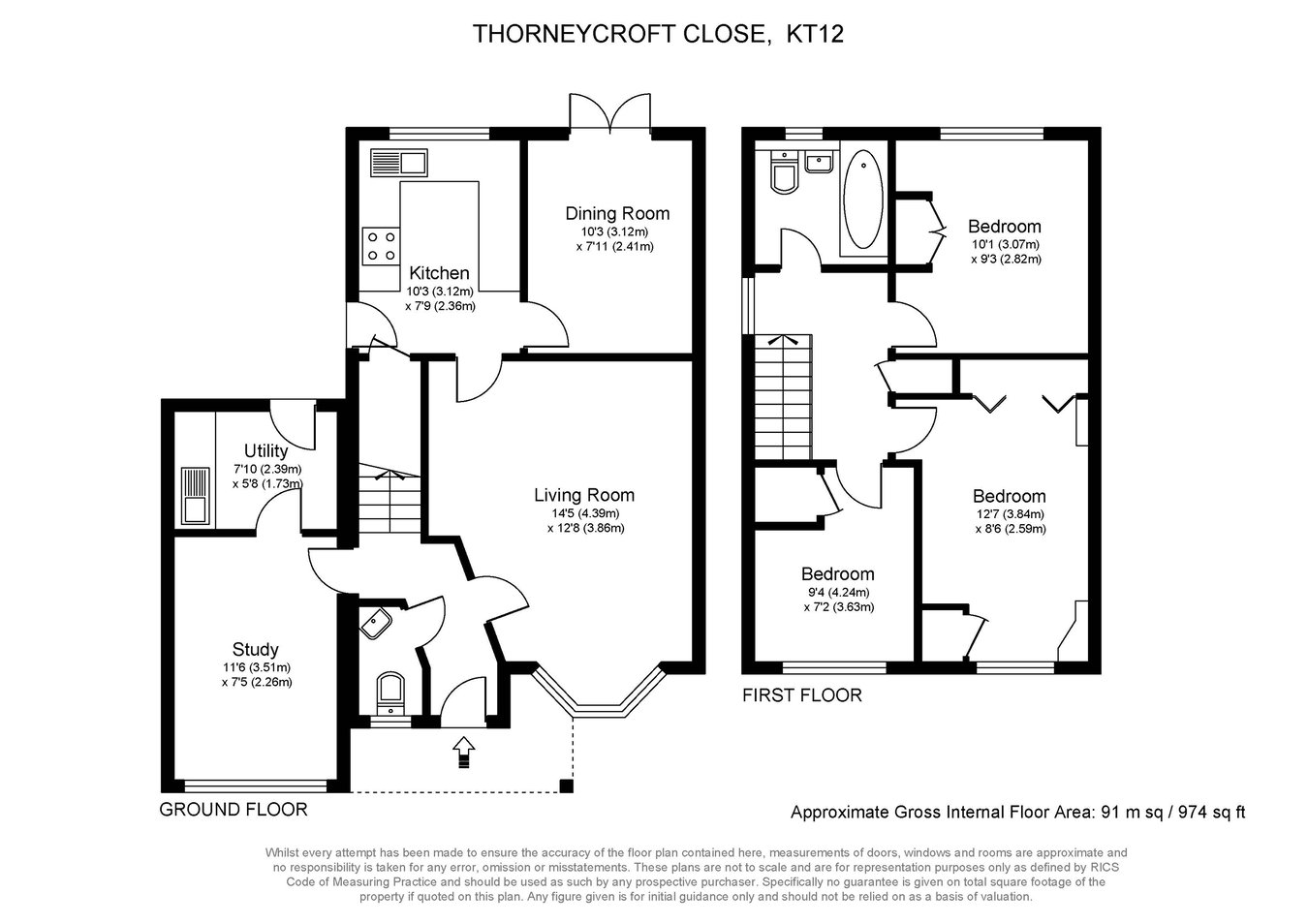 15, Thorneycroft Close, Walton-on-Thames floorplan