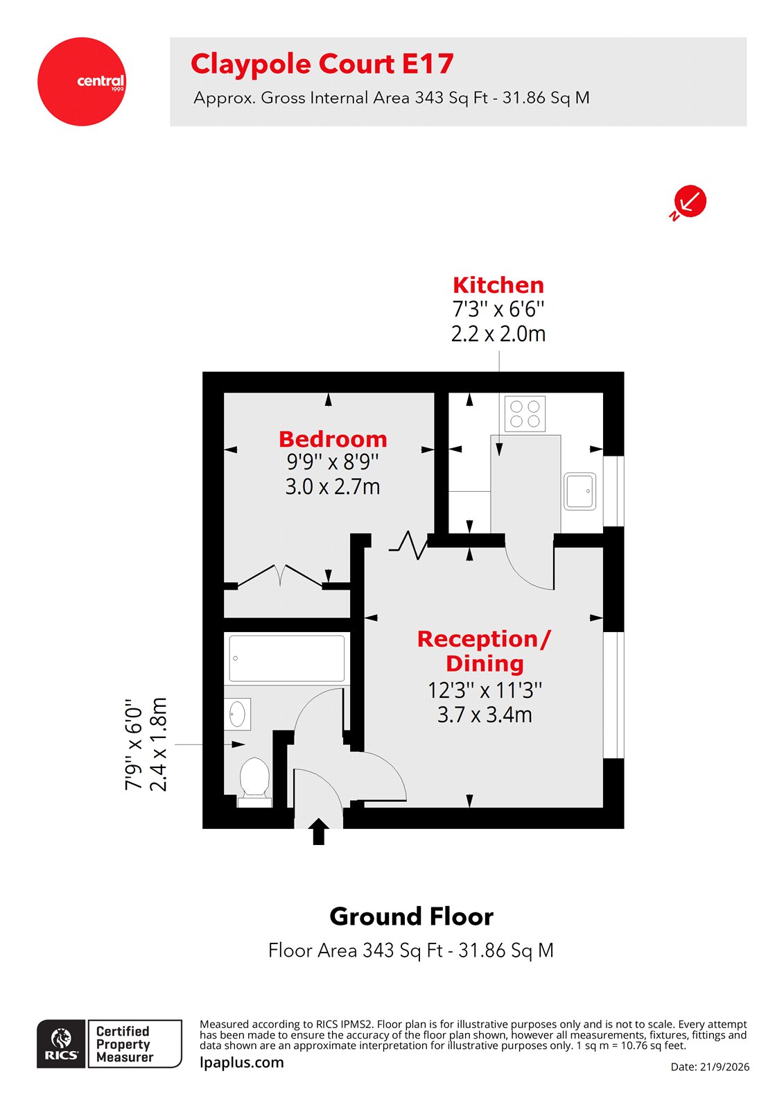 Flat 16, Claypole Court, 3, Yunus Khan Close, London floorplan