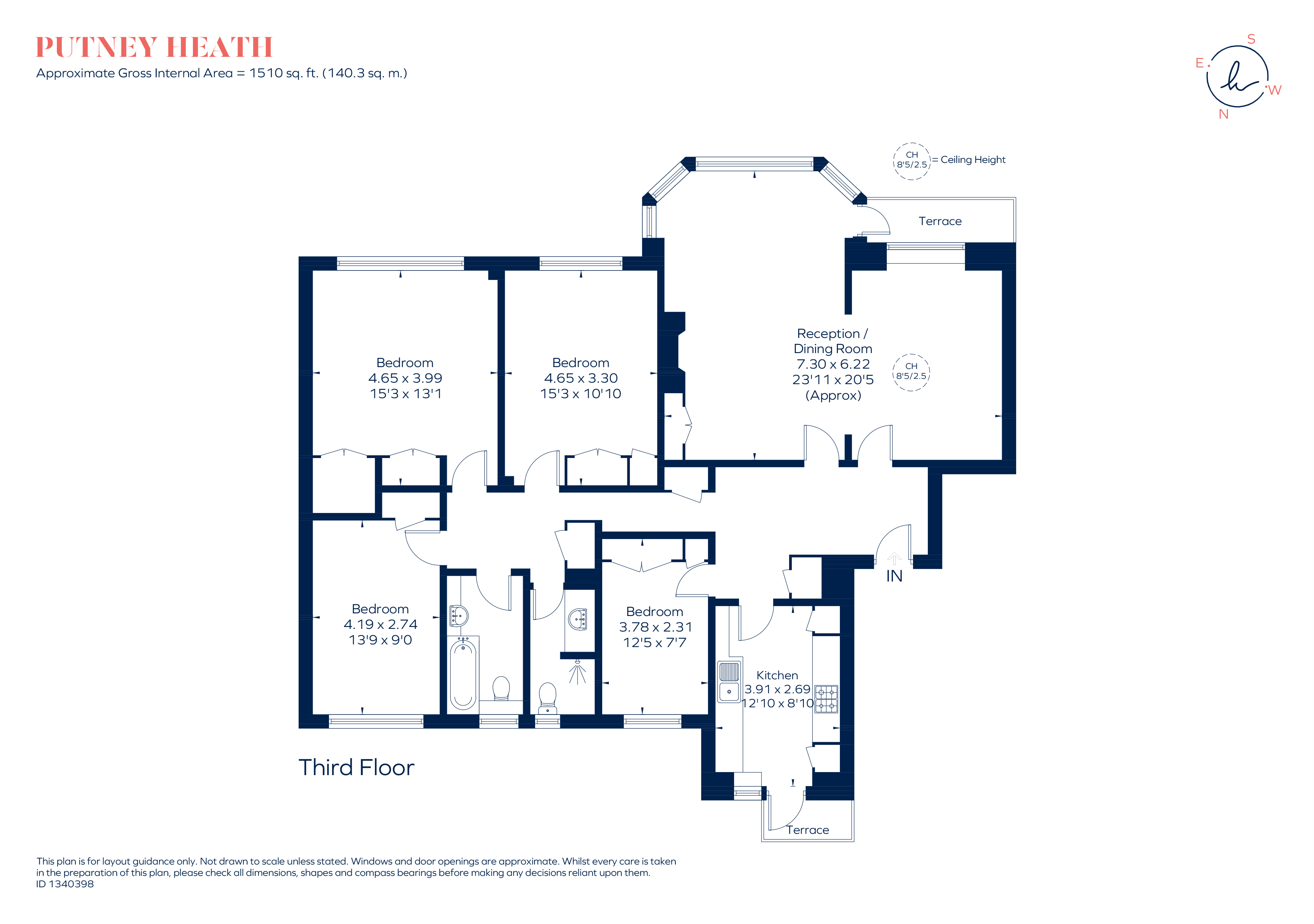 Flat 45, Exeter House, Putney Heath, London floorplan