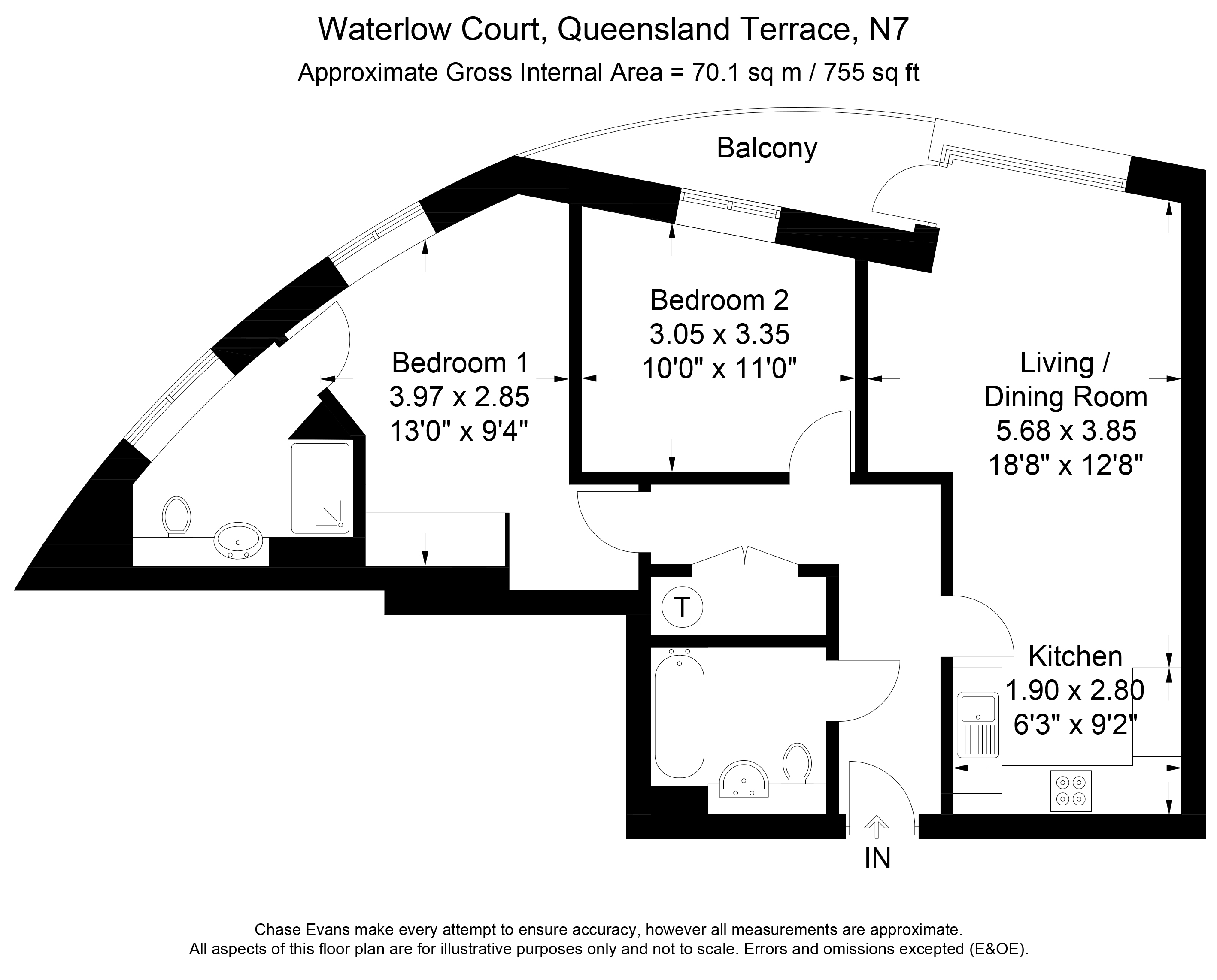 2 Bedrooms Flat to rent in Waterlow Court, Queensland Terrace, Islington N7
