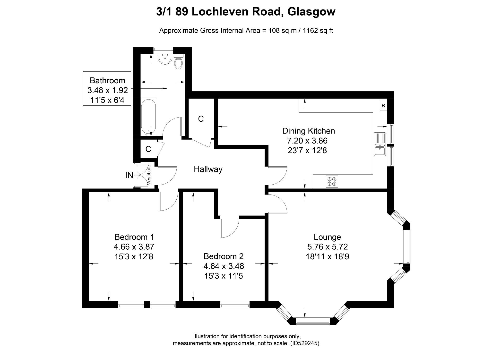 2 Bedrooms Flat for sale in Lochleven Road, Glasgow G42