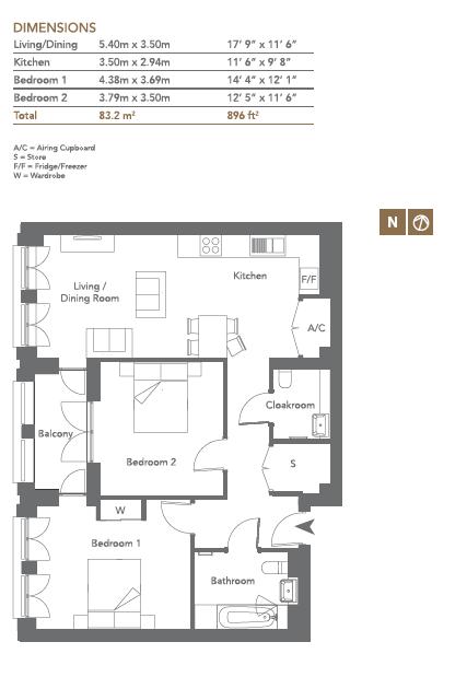 44 Baileys House, Charles Clowes Walk, London floorplan