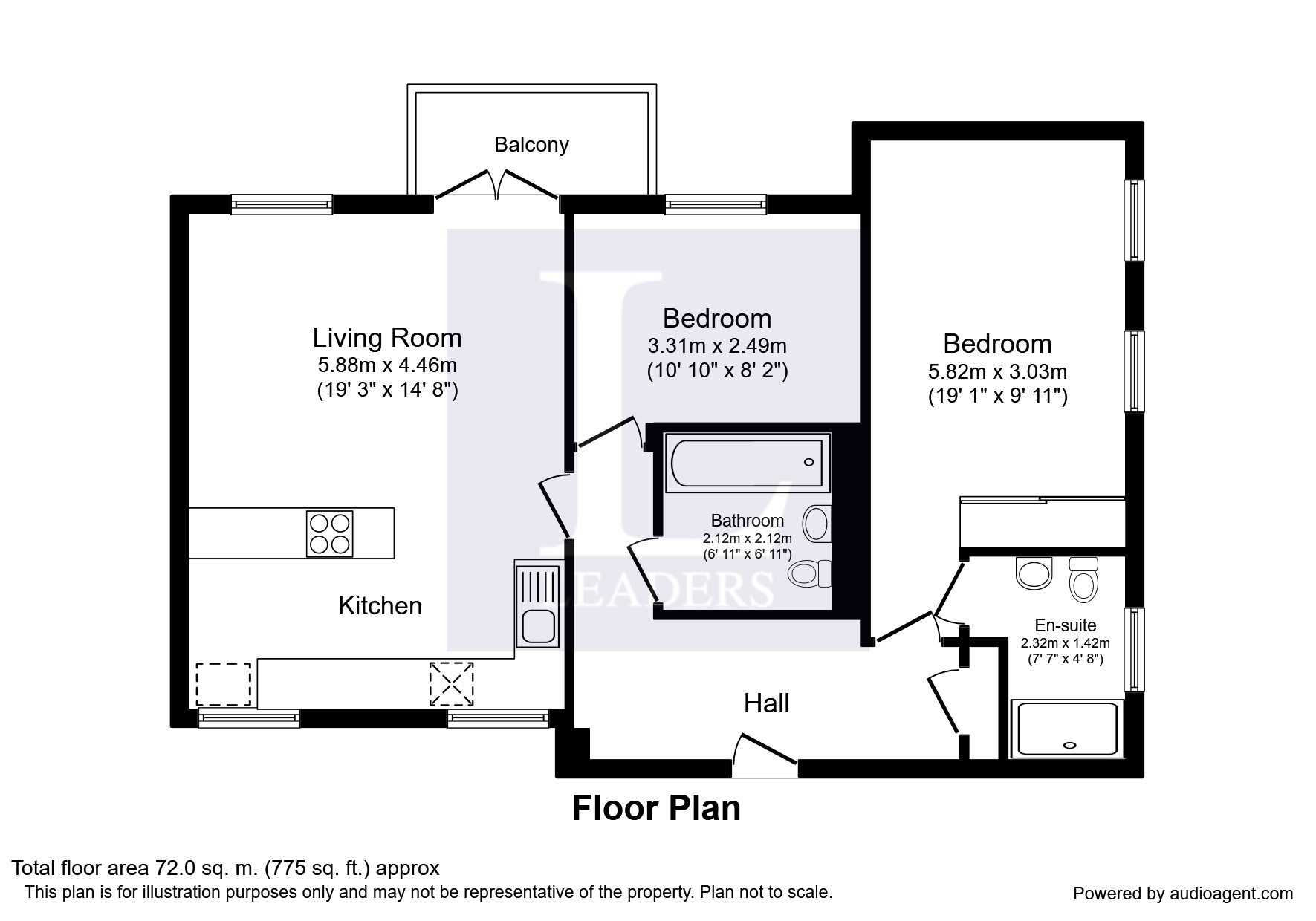 2 Bedrooms Flat to rent in Dartford Court, Glanville Way, Epsom KT19