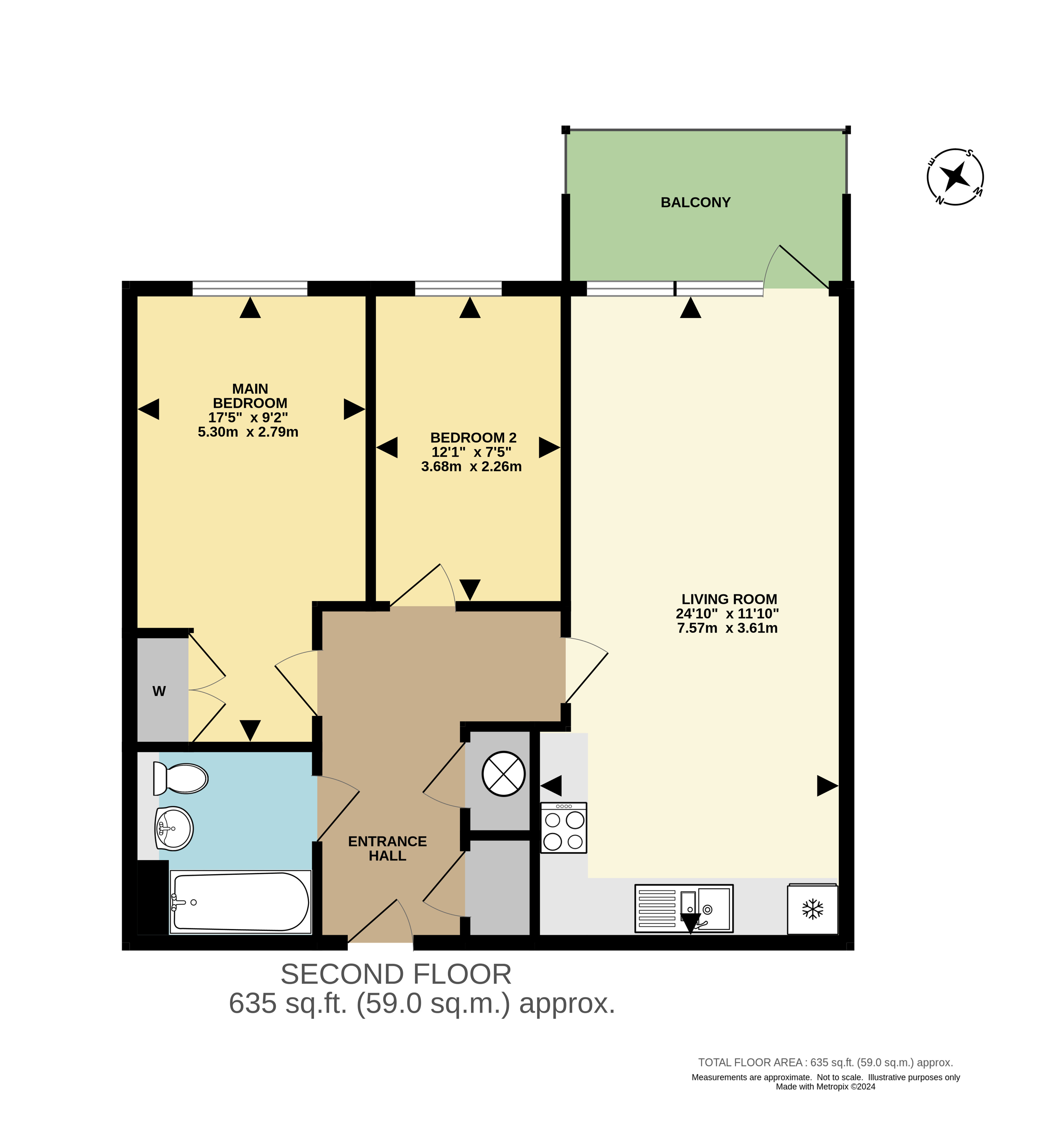 Flat 59, Russell Square,, Russells Crescent, Surrey floorplan