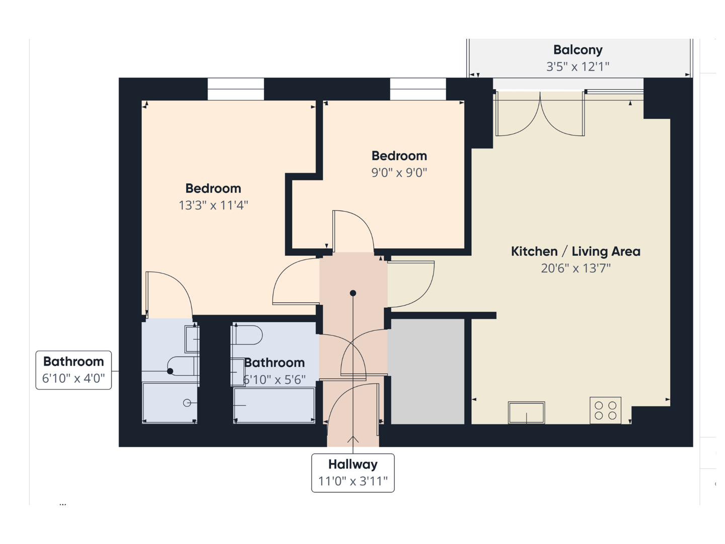 Apartment 18.02, Block A Wilburn Basin, Salford floorplan