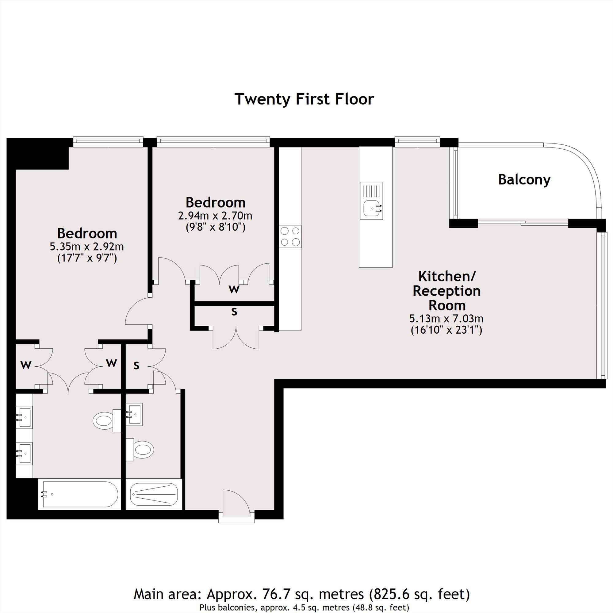 Flat 2101 Principal Tower, 2, Principal Place, London floorplan