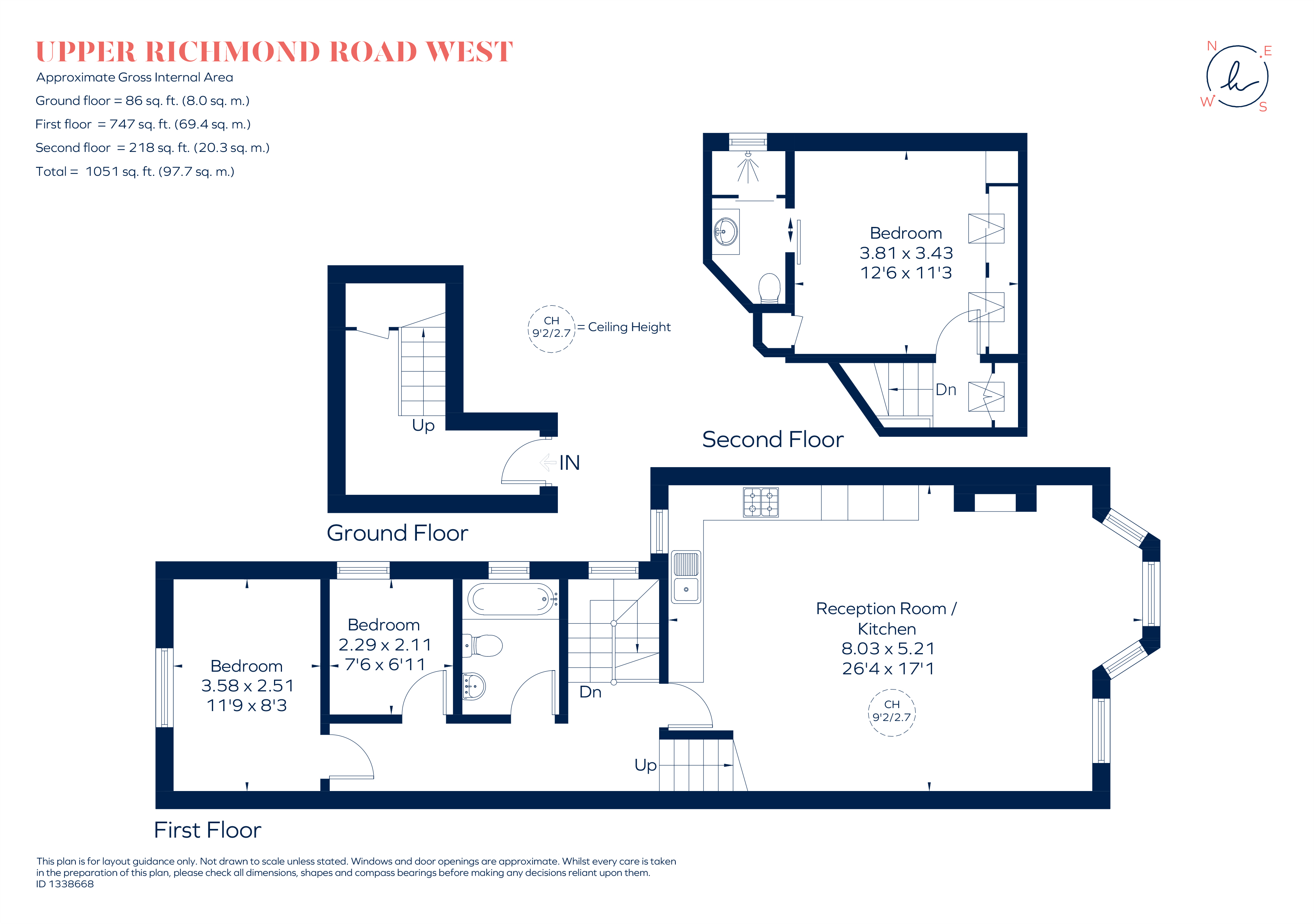 First Floor Flat, 148, Upper Richmond Road West, London floorplan