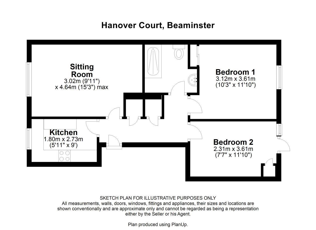 Flat 24, Hanover Court, Hogshill Street, Beaminster floorplan