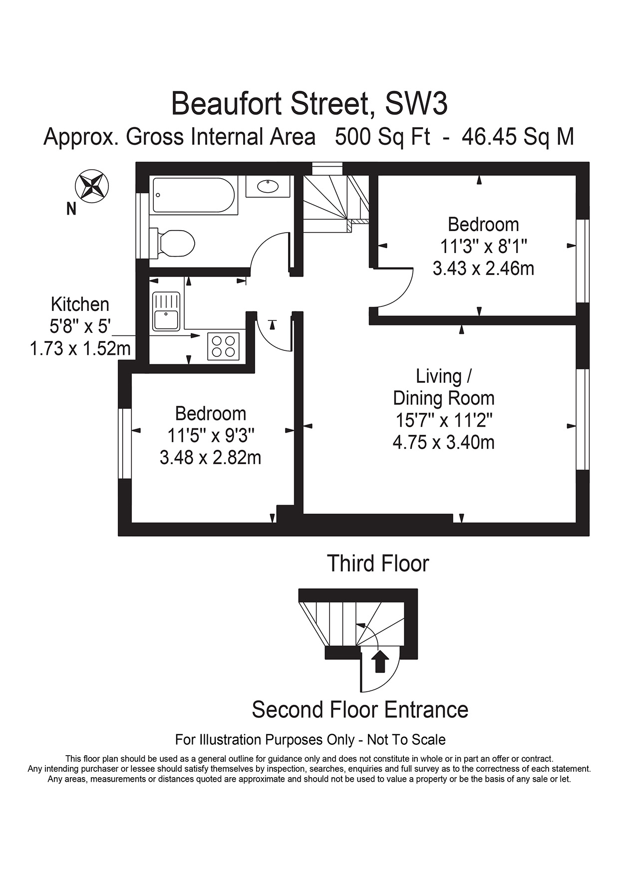 Top Floor Flat, 119, Beaufort Street, Kensington and Chelsea floorplan