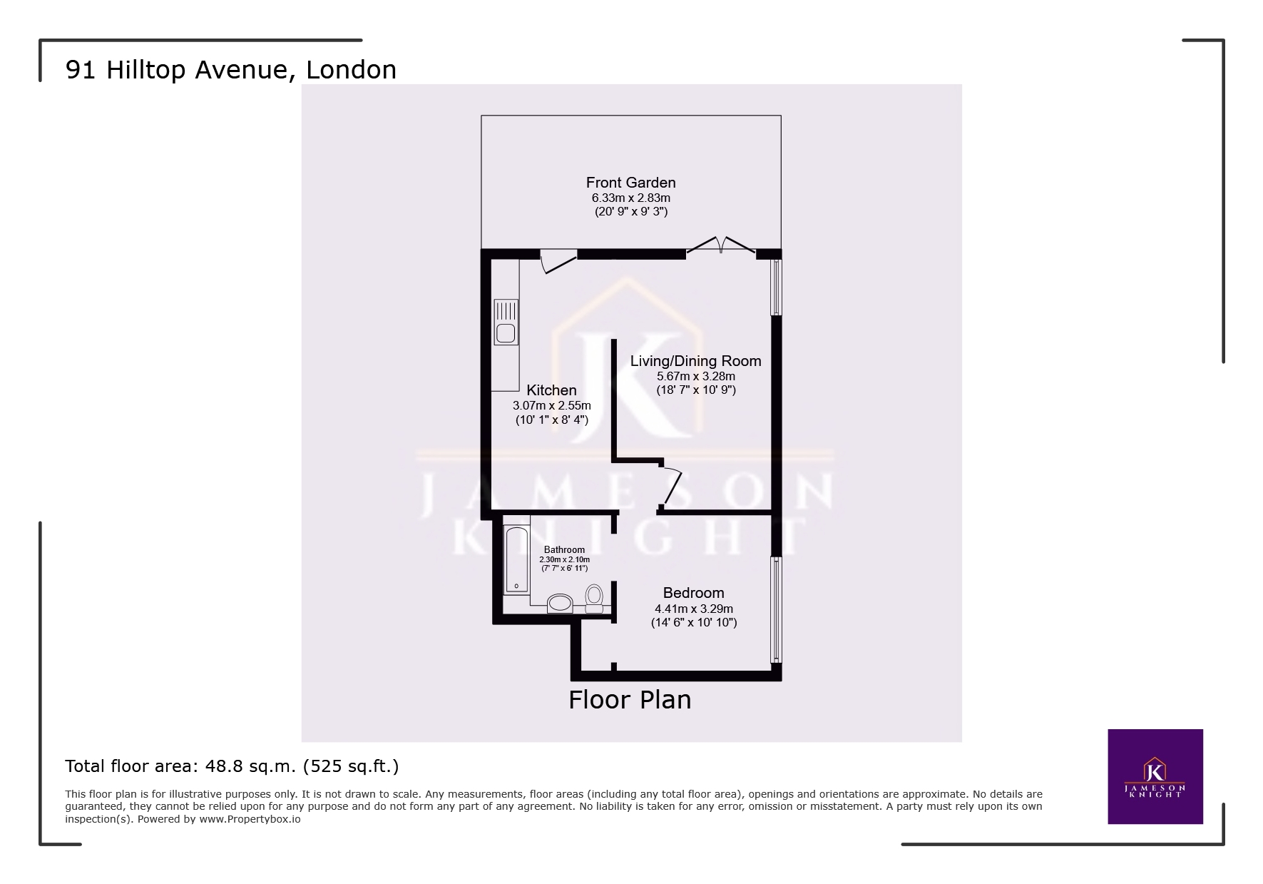 Flat 3 Lucerne Apartments 91, Hilltop Avenue, Greater London floorplan
