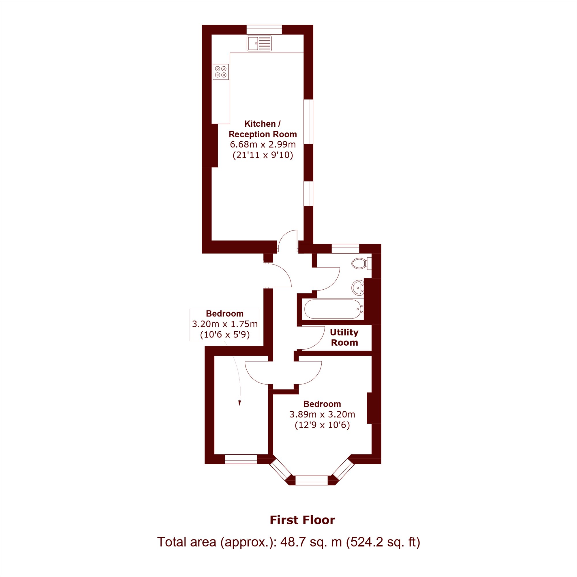 First Floor Flat, 67, Gresham Road, London floorplan