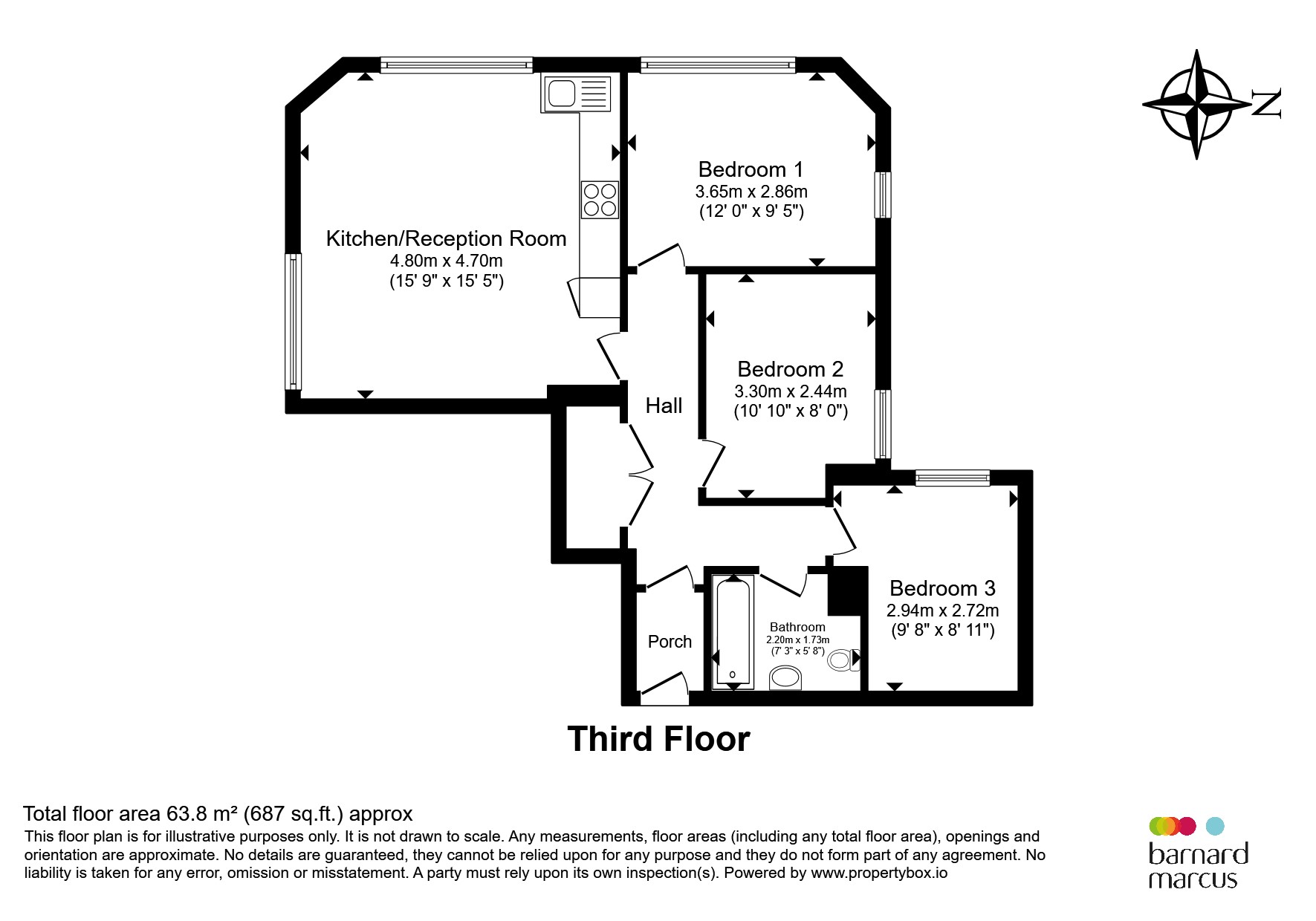 Flat 3, Alhambra House, 9, St Michaels Road, Croydon floorplan