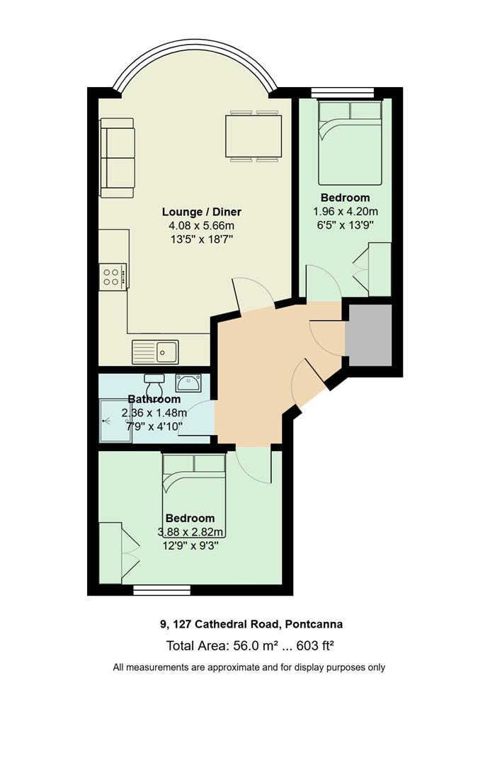 9, 127, Cathedral Road, Cardiff floorplan