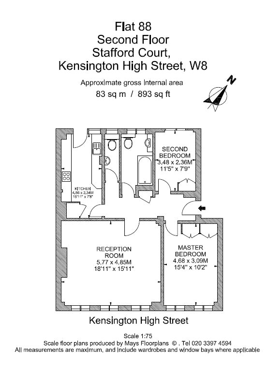 2 Bedrooms Flat to rent in Stafford Court, Kensington High Street, London W8