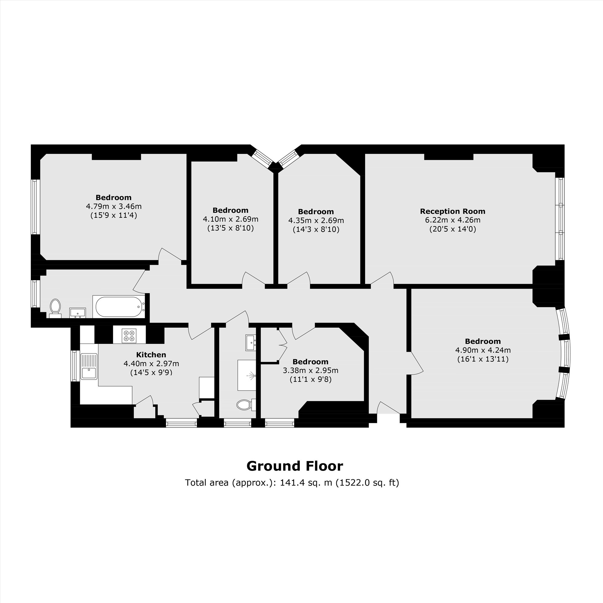 Flat 12B, Hyde Park Mansions, Cabbell Street, London floorplan