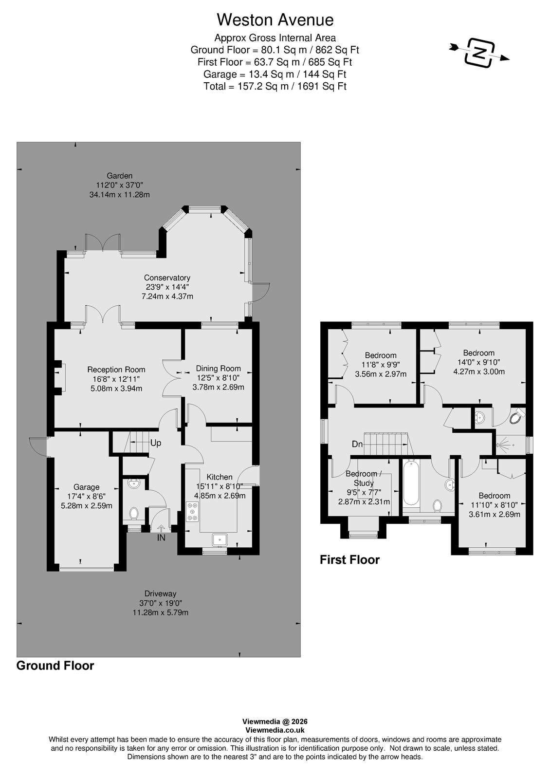 Weston Avenue, West Molesey, Surrey, KT8 1RG floorplan