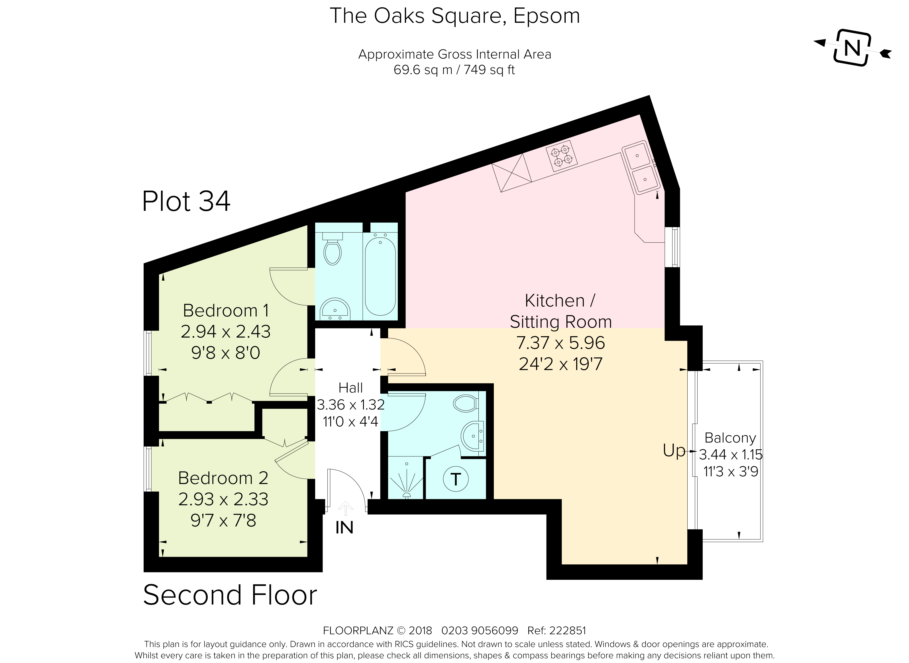 2 Bedrooms Flat to rent in The Oaks Square, Epsom KT19