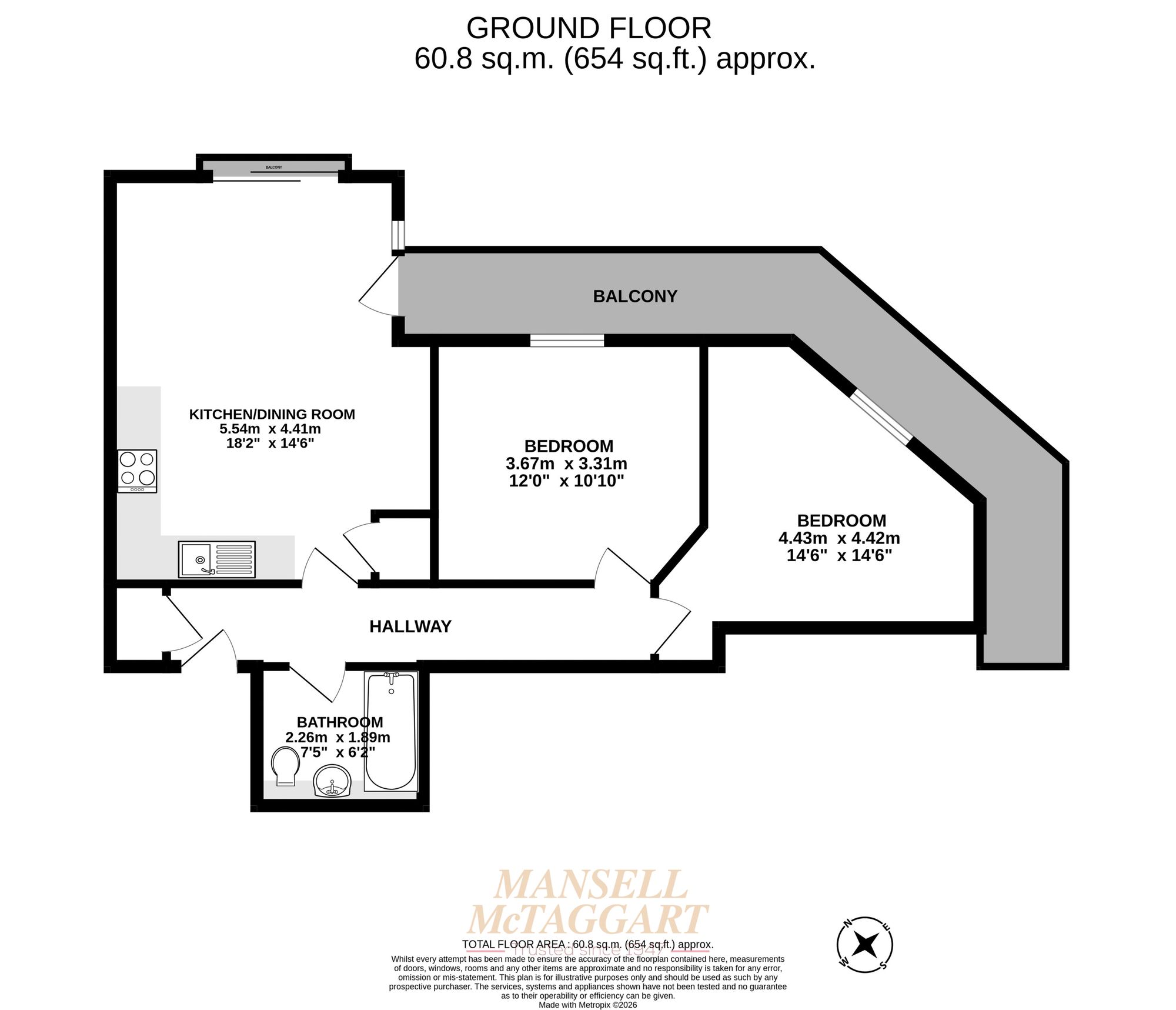 Flat 22, Octagon House Russell Way, Crawley floorplan