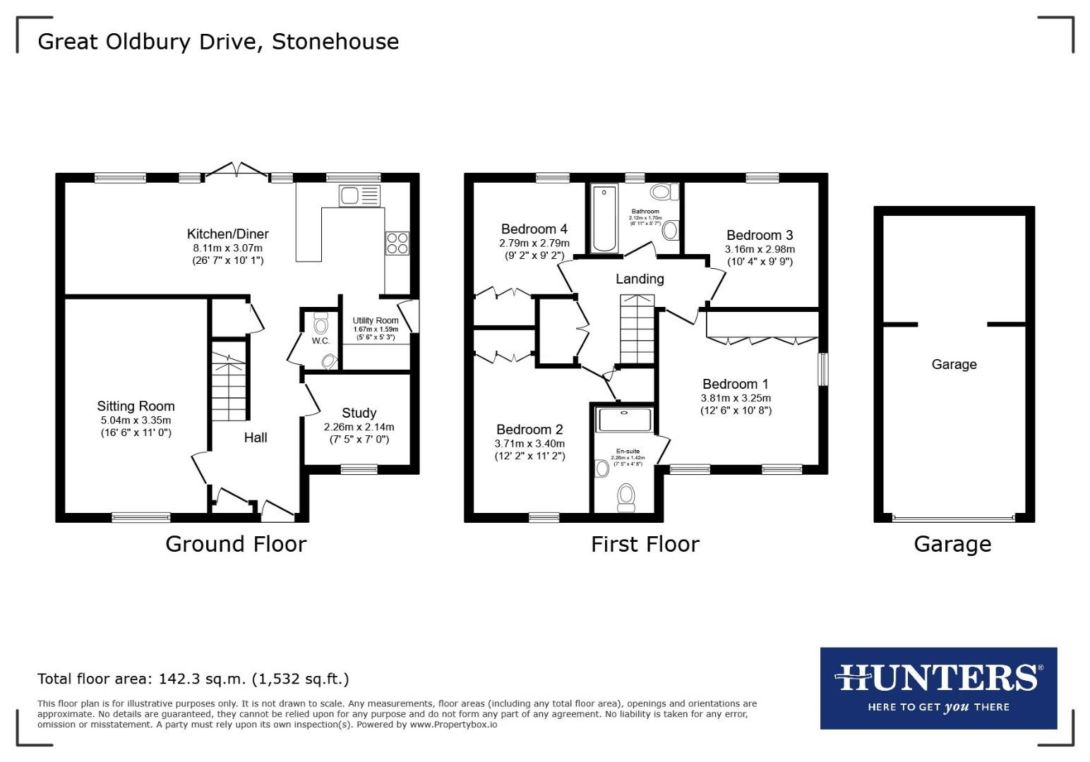 54, Great Oldbury Drive, Stonehouse floorplan