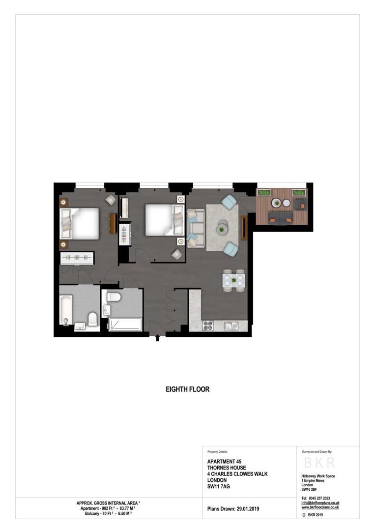 Flat 45, Thornes House, 6-8 Charles Clowes Walk,, London floorplan