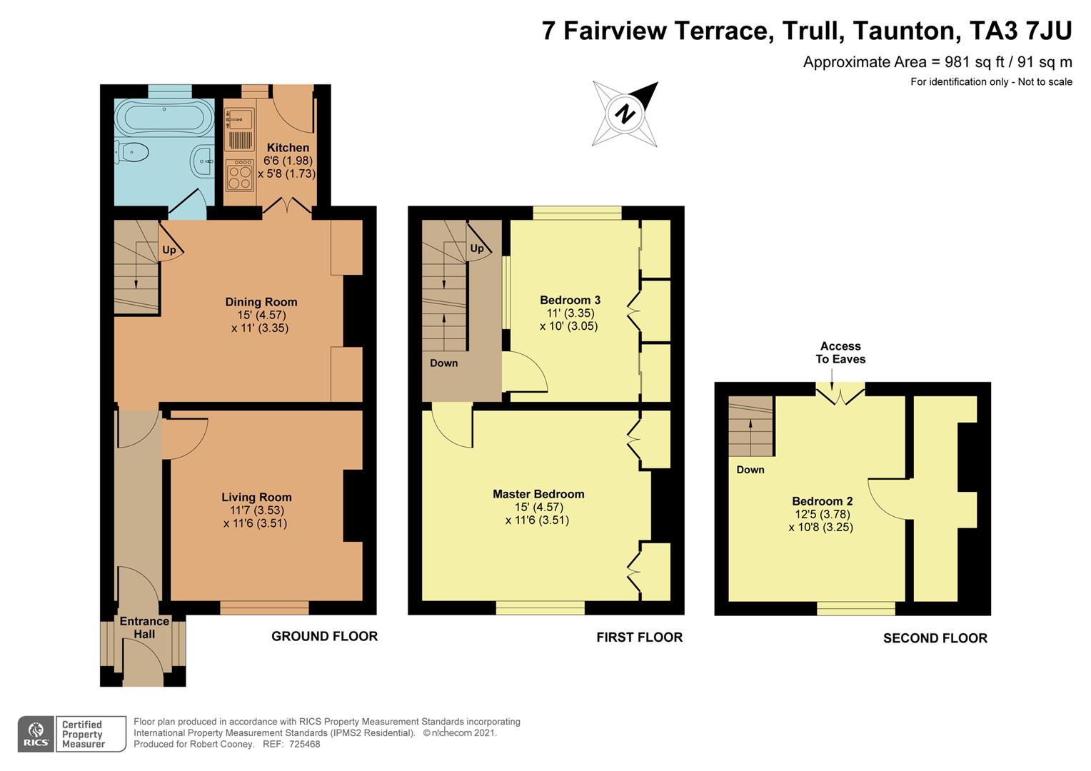 Fairview Terrace, Trull, Taunton TA3, 3 bedroom terraced house for sale