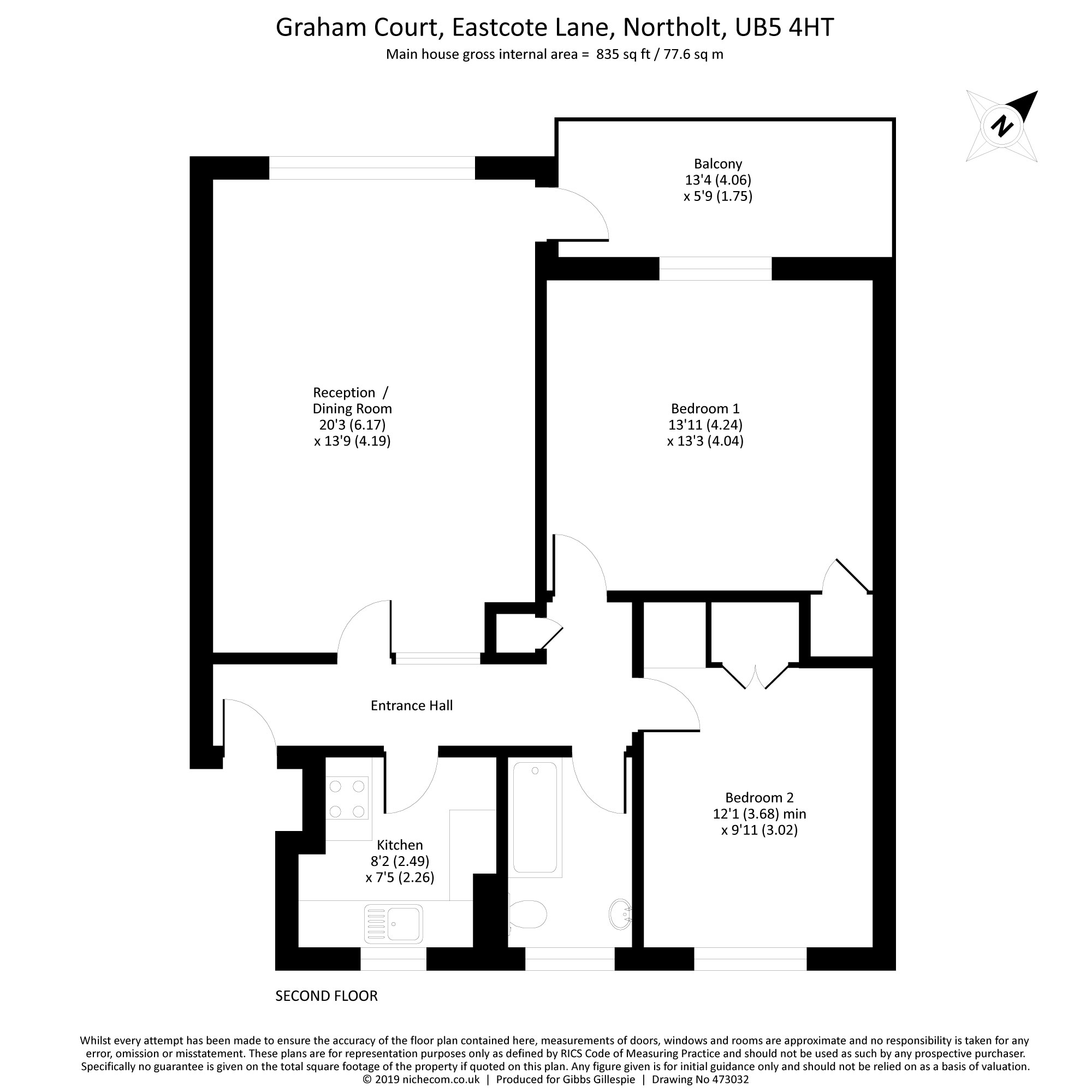 2 Bedrooms Flat for sale in Graham Court, Eastcote Lane, Northolt, Middlesex UB5