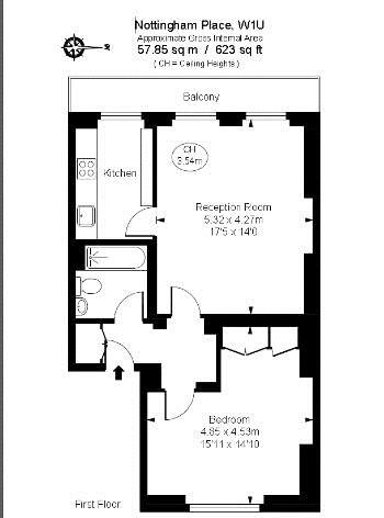 Flat 2, 26, Nottingham Place, London floorplan