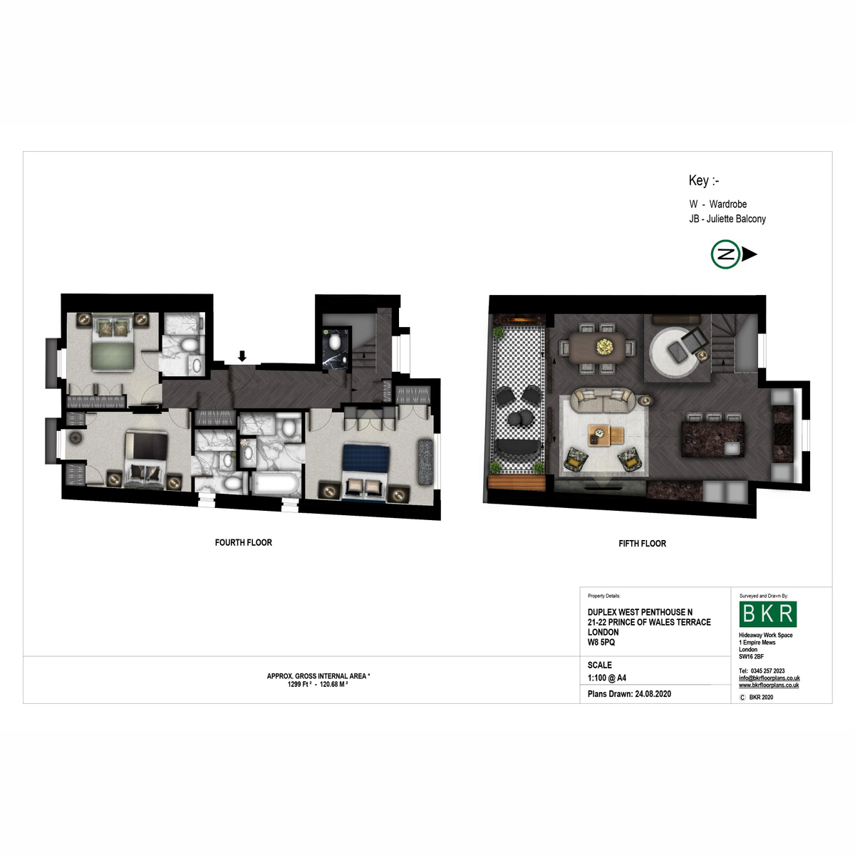 Flat 12 West Penthouse, 21-22, Prince Of Wales Terrace, London floorplan