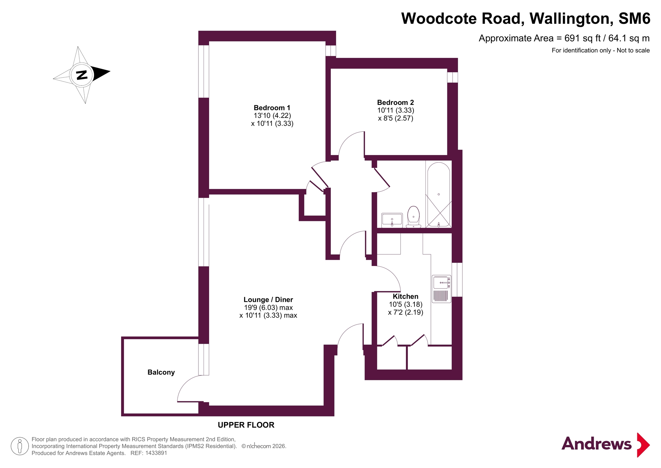 Flat 15, The Albany 67-69,, Woodcote Road, Wallington floorplan